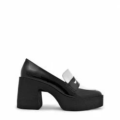 AKAADA Yoko Black White Patent Leather Chunky Loafers