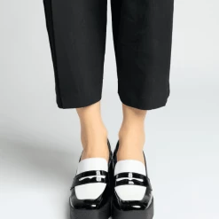 AKAADA Yoko Black White Patent Leather Chunky Loafers