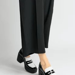 AKAADA Yoko Black White Patent Leather Chunky Loafers