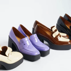 AKAADA Yoko Caramel Cream Patent Leather Chunky Loafers NEW IN