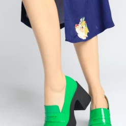 AKAADA Yoko Forest Green Patent Leather Chunky Loafers