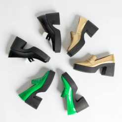 AKAADA Yoko Gold Patent Leather Chunky Loafers NEW IN