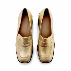 AKAADA Yoko Gold Patent Leather Chunky Loafers NEW IN