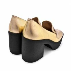 AKAADA Yoko Gold Patent Leather Chunky Loafers NEW IN