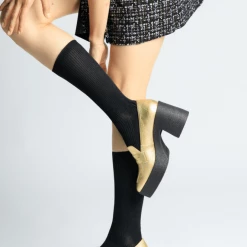 AKAADA Yoko Gold Patent Leather Chunky Loafers NEW IN