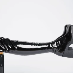 AKAADA Yoshi Black Thigh-High Stretch Patent Boots