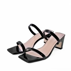 AKAADA Yuki Black Patent Leather Sandals