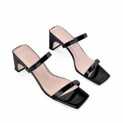 AKAADA Yuki Black Patent Leather Sandals