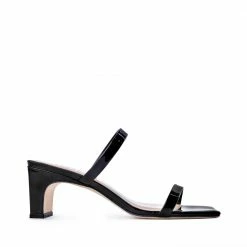 AKAADA Yuki Black Patent Leather Sandals