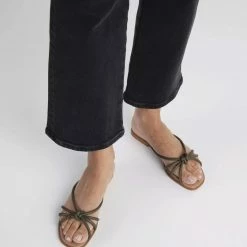 FLATTERED SHOES Yvette Leather Khaki Flat Sandals