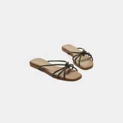 FLATTERED SHOES Yvette Leather Khaki Flat Sandals 7 FLATTERED SHOES Yvette Leather Khaki Flat Sandals