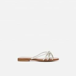 FLATTERED Yvette Leather Off White Flat Sandals SHOES