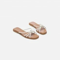FLATTERED Yvette Leather Off White Flat Sandals SHOES