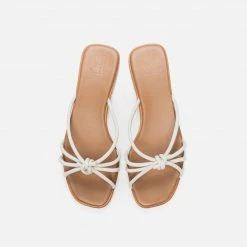FLATTERED Yvette Leather Off White Flat Sandals SHOES
