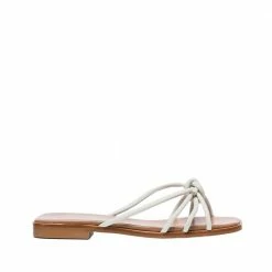 FLATTERED Yvette Leather Off White Flat Sandals SHOES